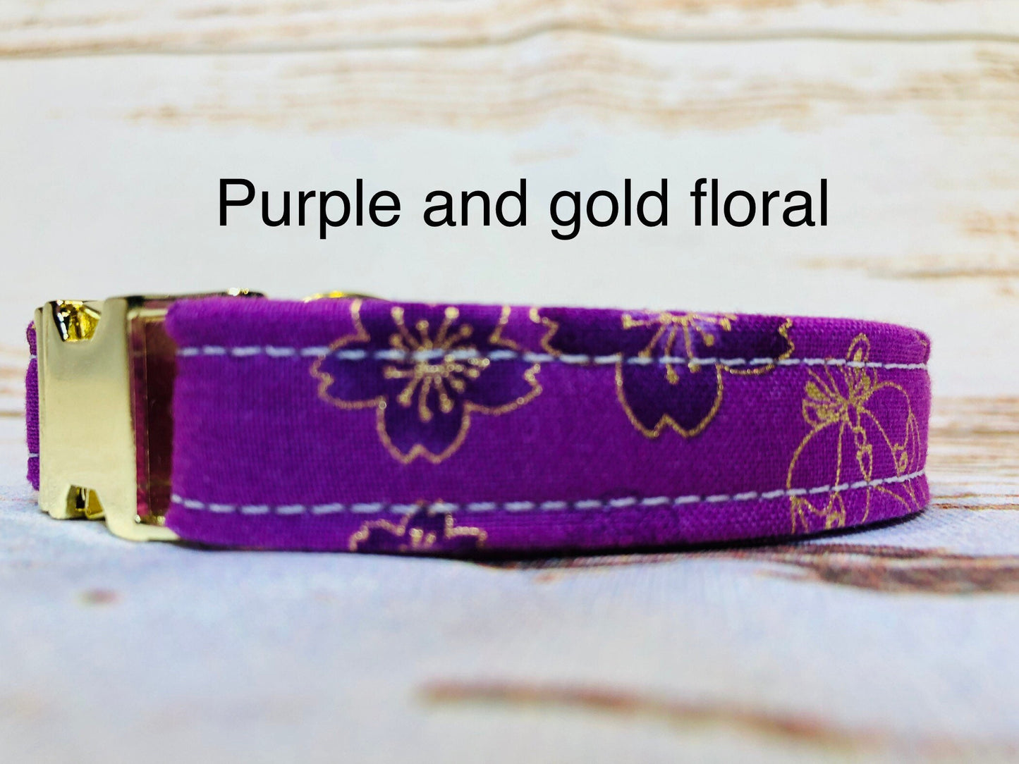 Dog Collar, adjustable collar, martingale collar, gold hardware, buckle dog collar, brass hardware, floral dog collar, purple floral