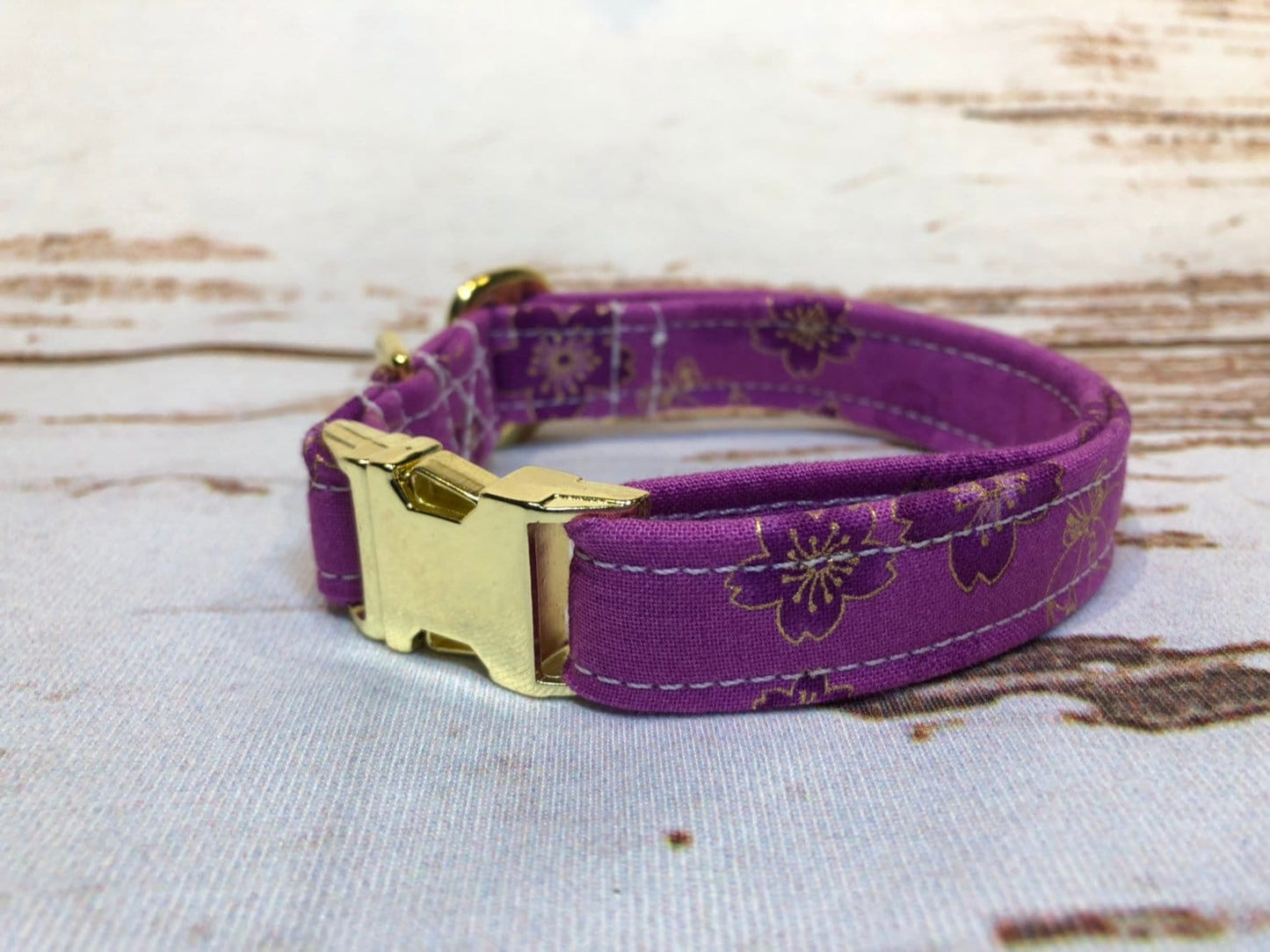Dog Collar, adjustable collar, martingale collar, gold hardware, buckle dog collar, brass hardware, floral dog collar, purple floral