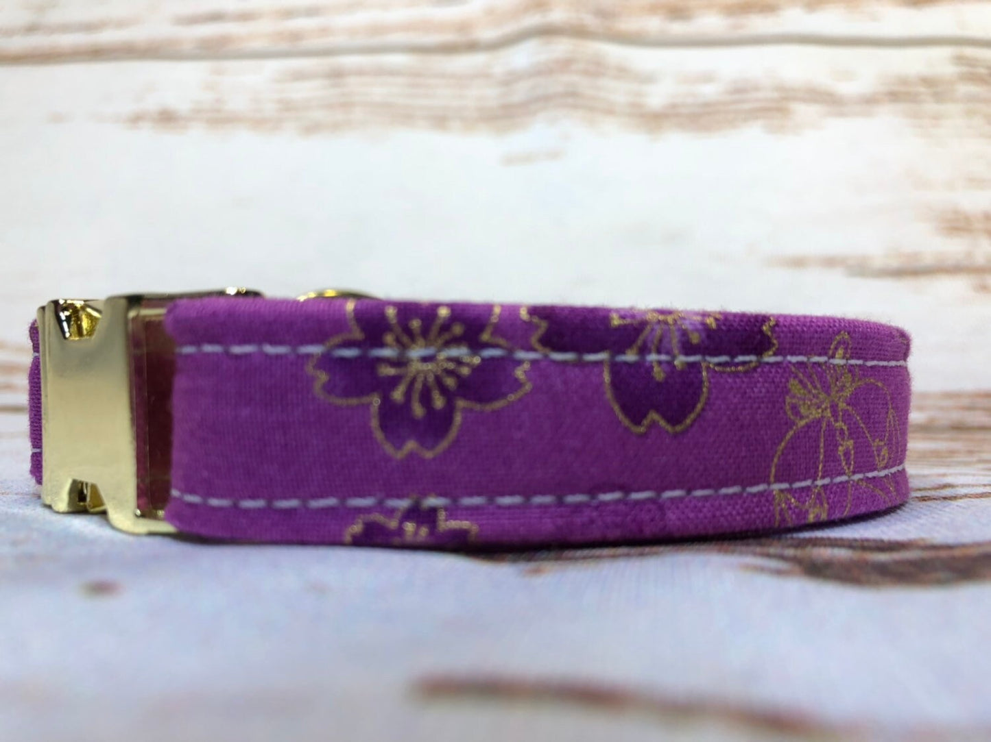 Dog Collar, adjustable collar, martingale collar, gold hardware, buckle dog collar, brass hardware, floral dog collar, purple floral