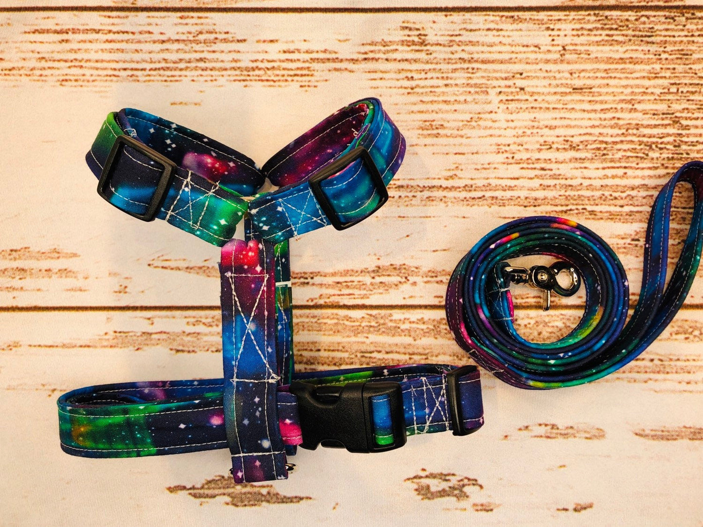 Dog harness, Harness and leash, step in harness, standard harness, dog harness set, galaxy dog harness, adjustable,  northern lights