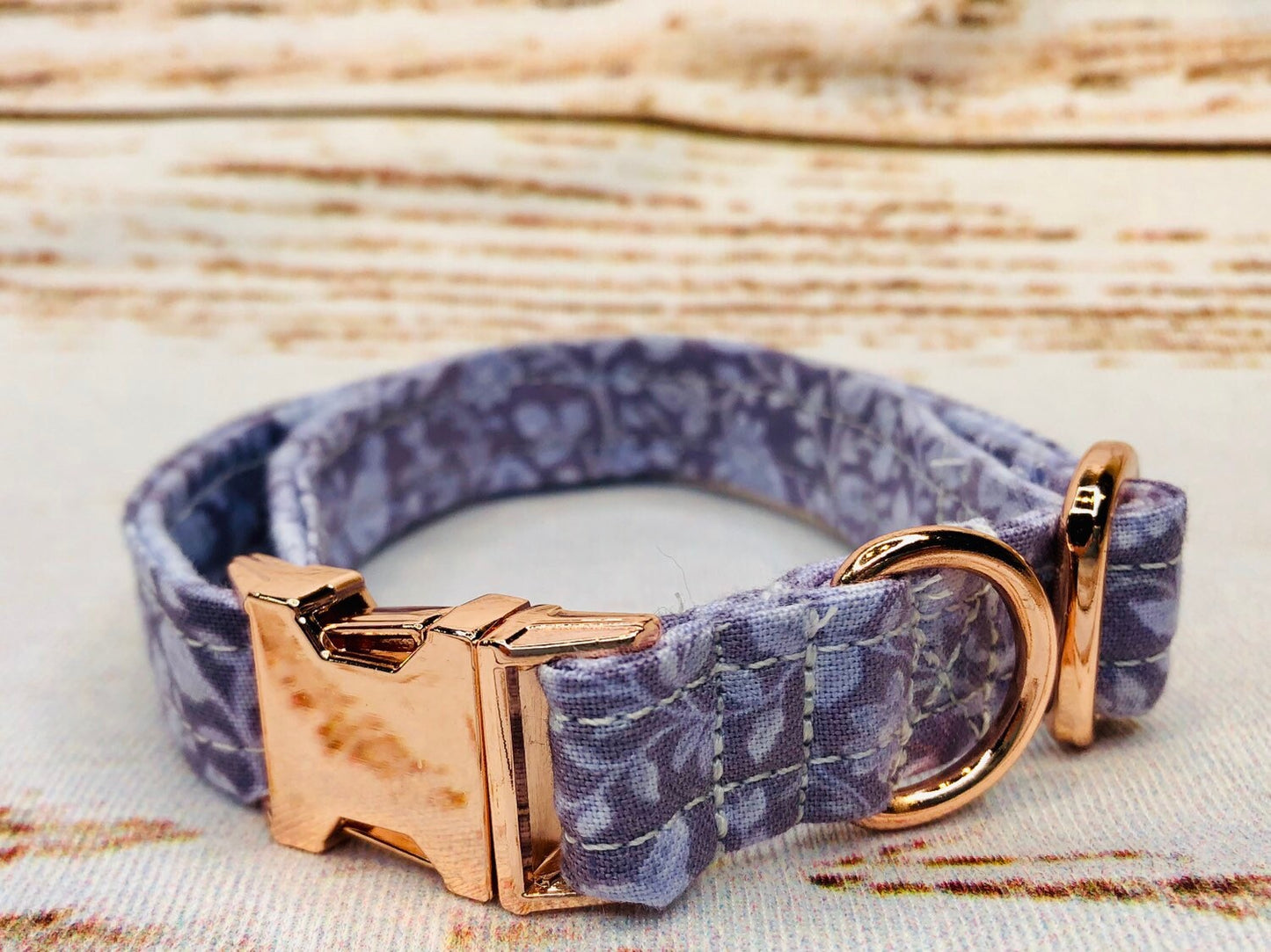 Dog Collar, adjustable collar, metal buckle, martingale, floral dog collar, rose gold hardware, buckle dog collar, lavender, lavender floral