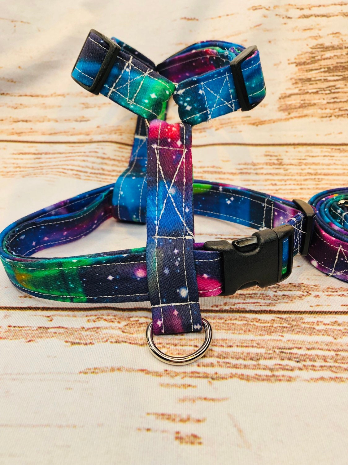 Dog harness, Harness and leash, step in harness, standard harness, dog harness set, galaxy dog harness, adjustable,  northern lights