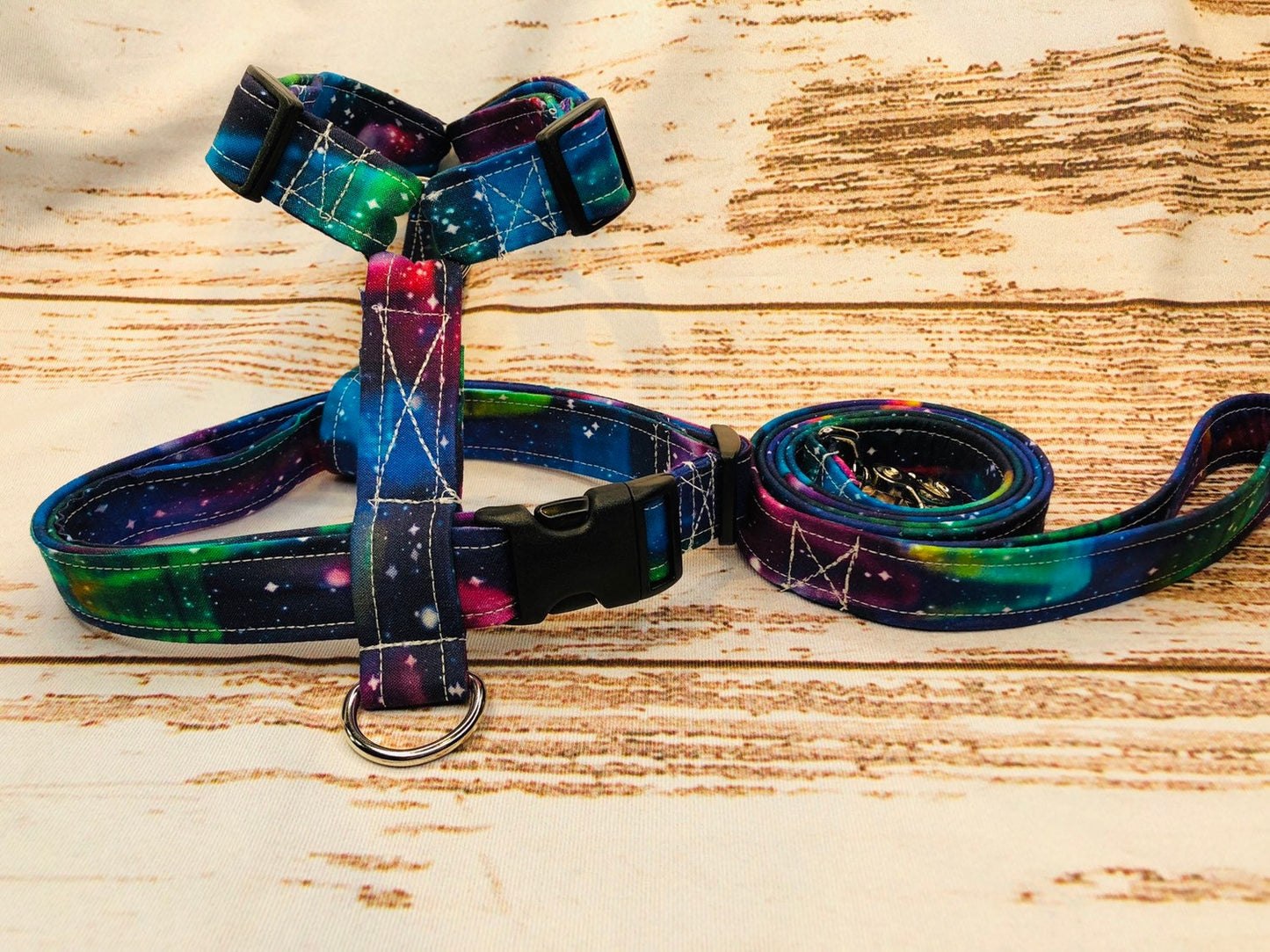 Dog harness, Harness and leash, step in harness, standard harness, dog harness set, galaxy dog harness, adjustable,  northern lights