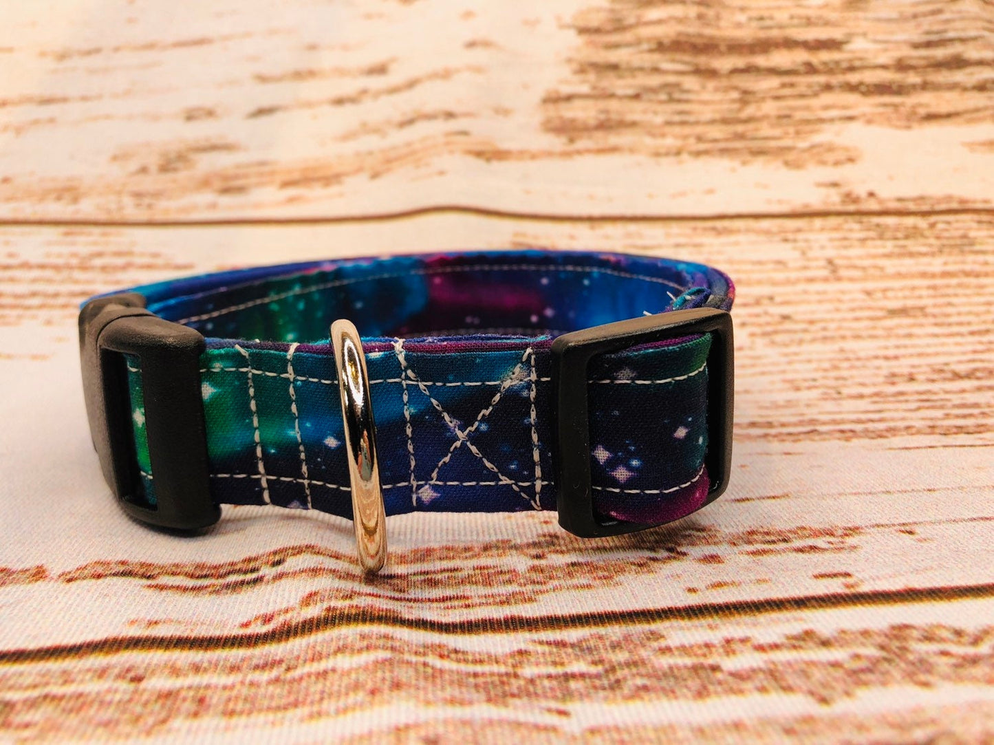 Northern lights Dog Collar, girl dog collar, boy dog collar, collar, fabric, adjustable collar, buckle dog collar, universe, northern lights