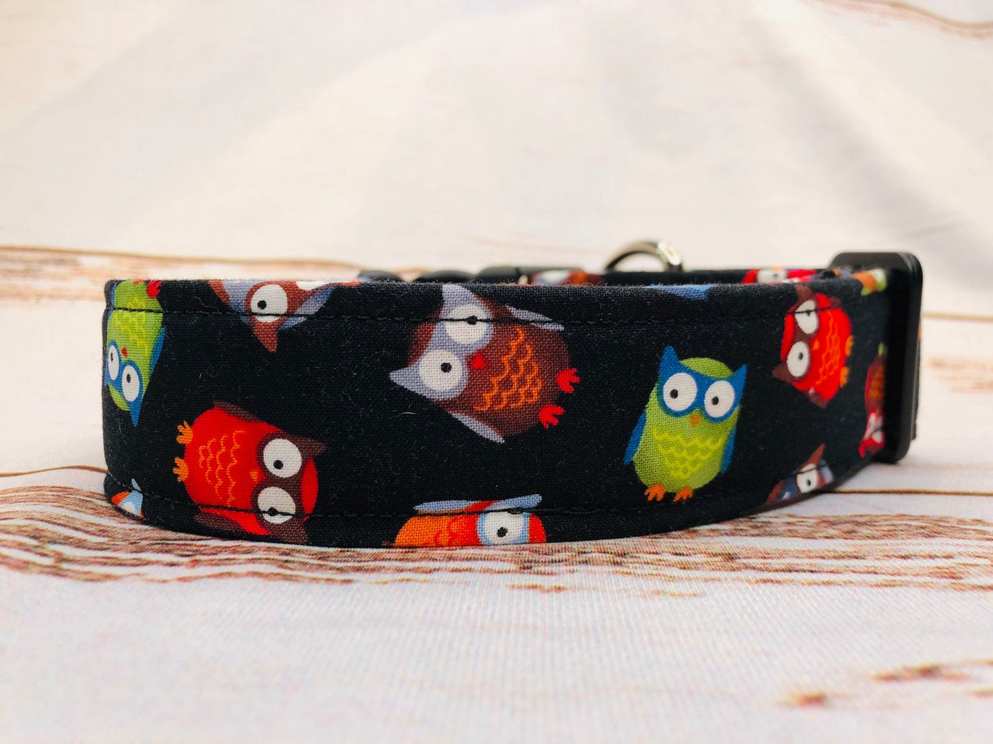Dog Collar, girl dog collar, boy dog collar, owl pet collar, fabric, adjustable collar, buckle dog collar, owl dog collar, owls