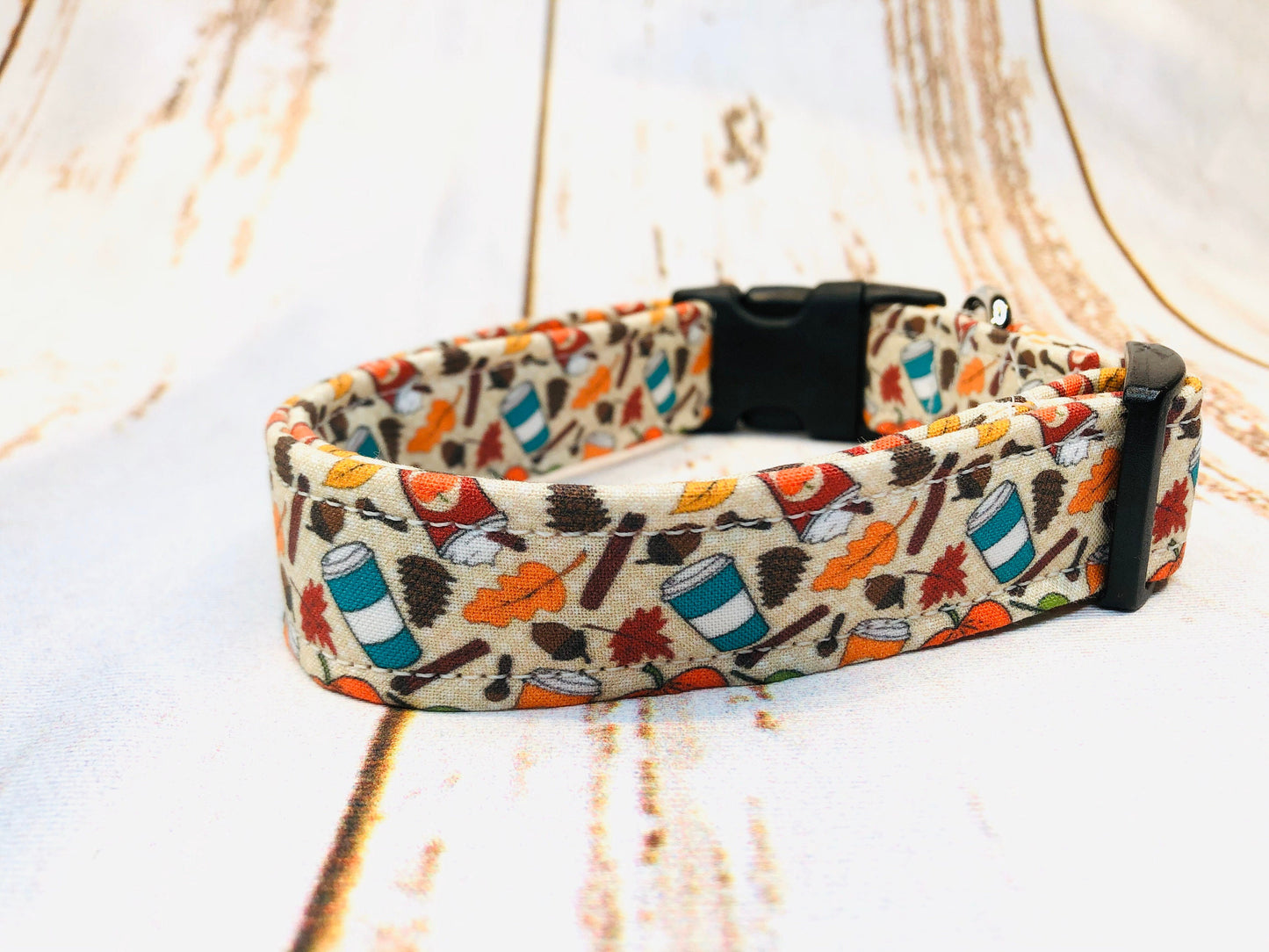 Pumpkin spice latte dog collar, dog collar, fall dog collar, pumpkin dog collar, adjustable, washable, eco friendly collar, PSL, fabric