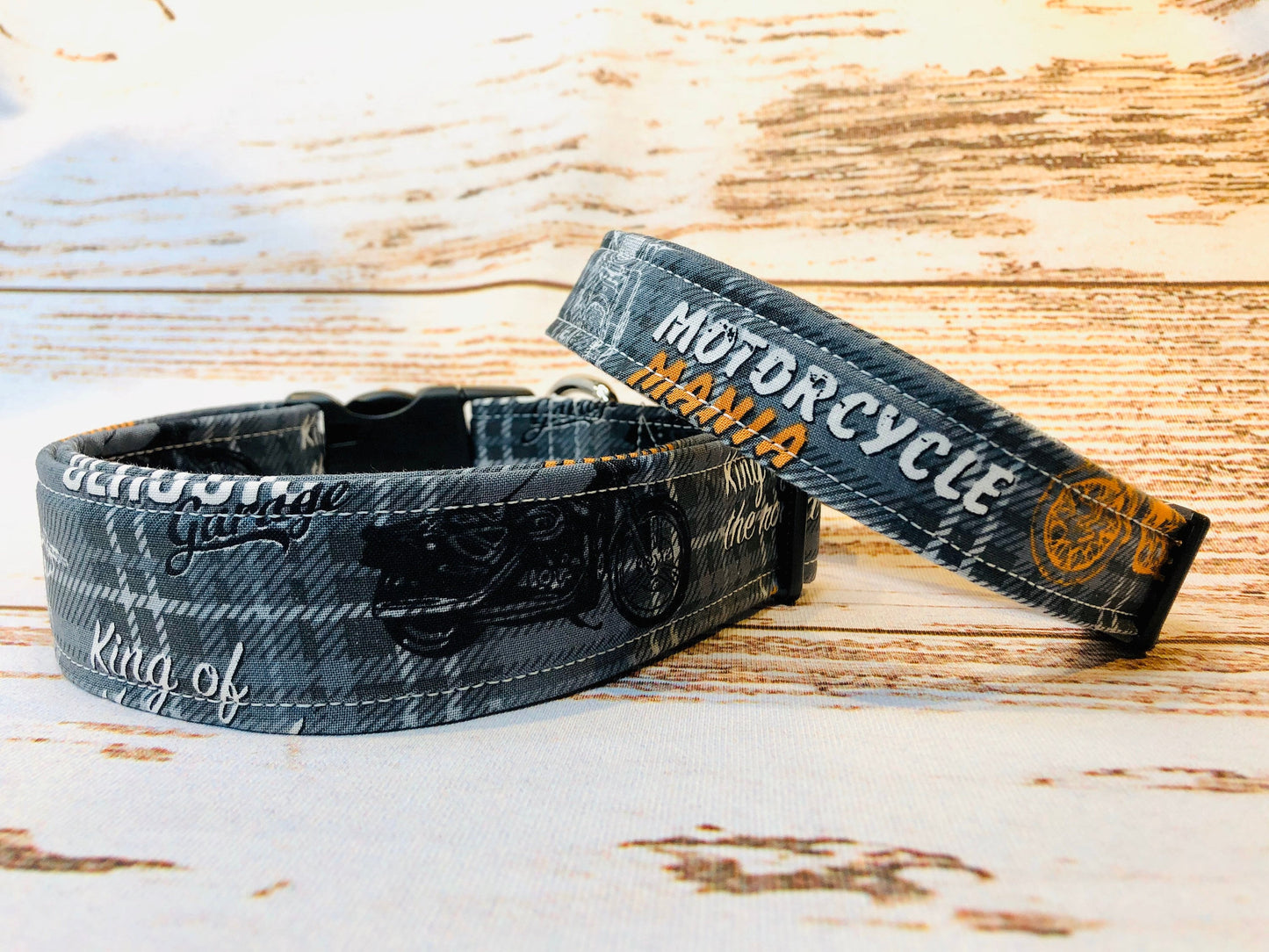 Dog Collar, motorcycle dog collar, boy dog collar, martingale collar, adjustable collar, buckle dog collar, nylon, Motorcycle, Plaid Collar