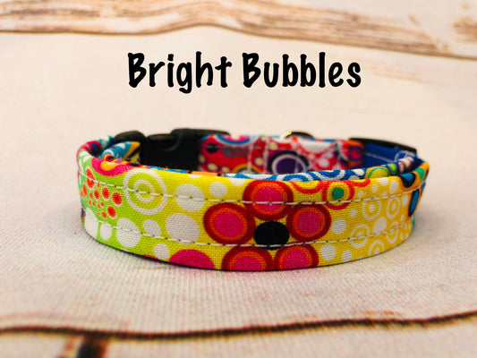 Dog Collar, bubble dog collar, martingale collar, adjustable collar, buckle dog collar, side release, Bright bubbles, bubbles collar