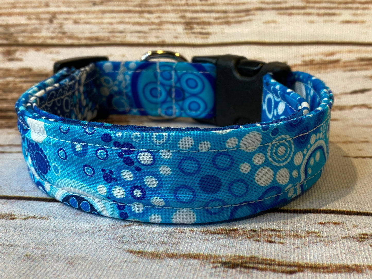 Dog Collar, dog collar girl, dog collar boy, bubble dog collar, adjustable collar, buckle dog collar, bubbles, basic blue, blue dog collar