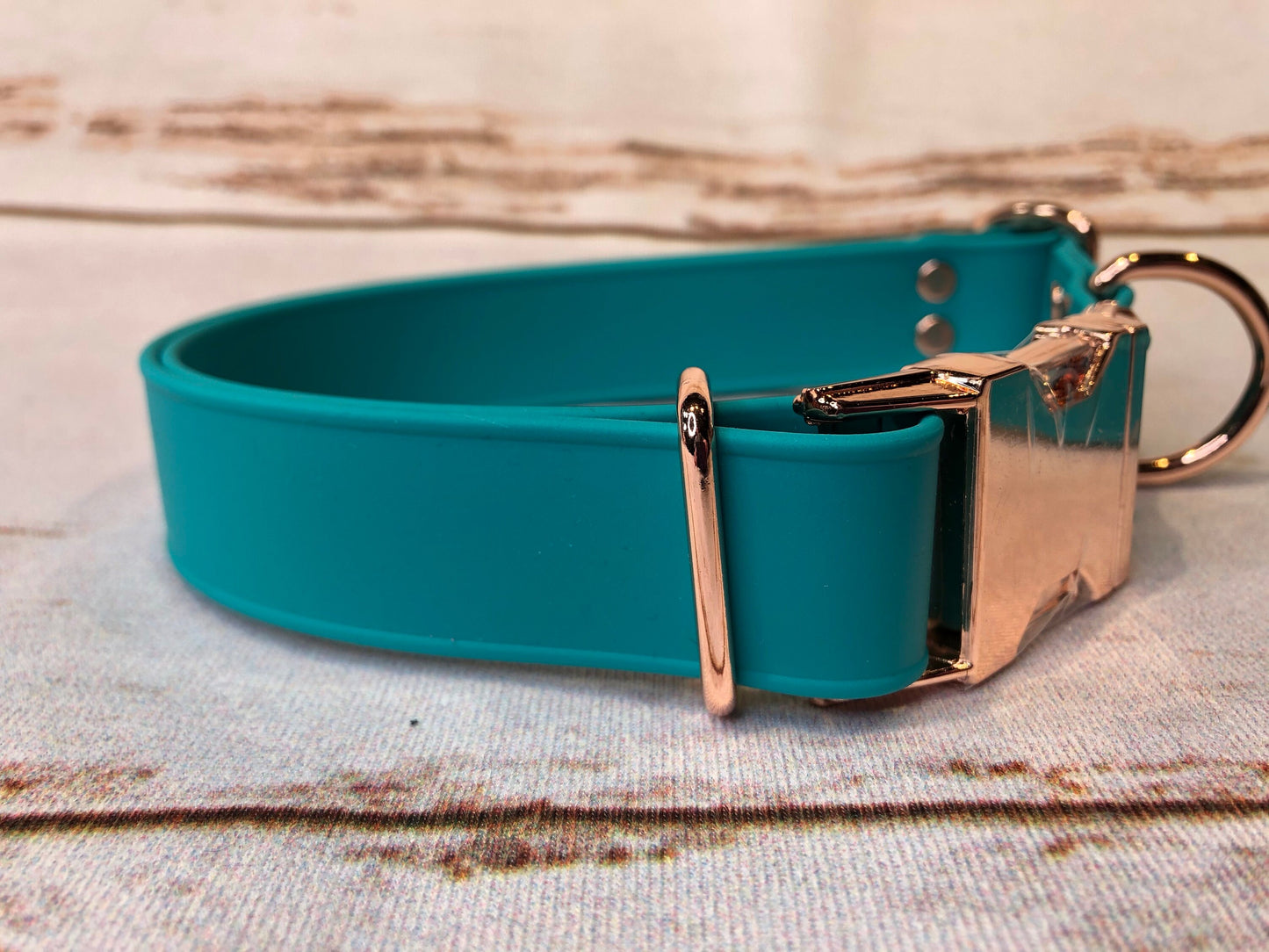 Biothane dog collar, dog collar teal, dog collar, buckle dog collar, waterproof collar, Adjustable Biothane Dog Collar, rose gold hardware