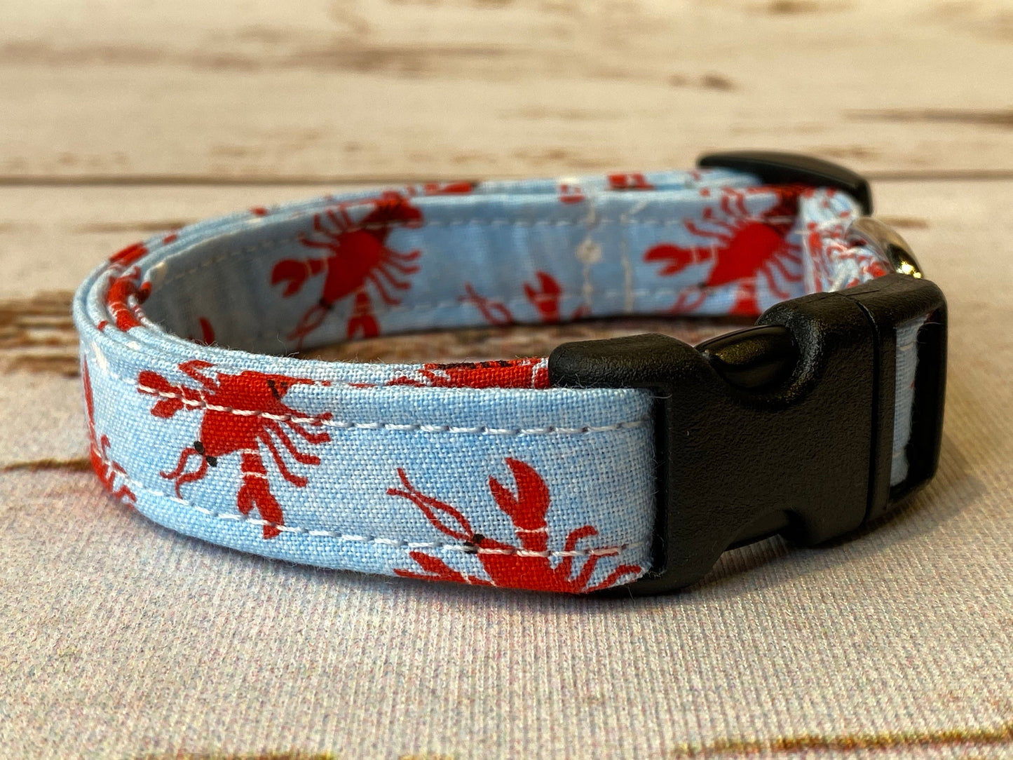 Lobster dog collar, funny dog collar, adjustable collar, washable collar, side release collar, eco friendly, red, blue, lobsters, unisex,