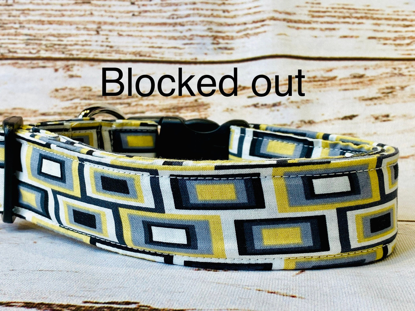 Dog collar, geometric print, gold, gray, black, side release collar, adjustable dog collar, fabric dog collar, unisex, washable collar, dog