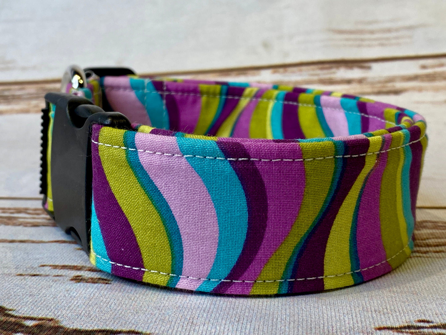 Retro dog collar, girl dog collar, purple, blue, green, adjustable collar, washable collar, side release collar, fabric dog collar, unisex
