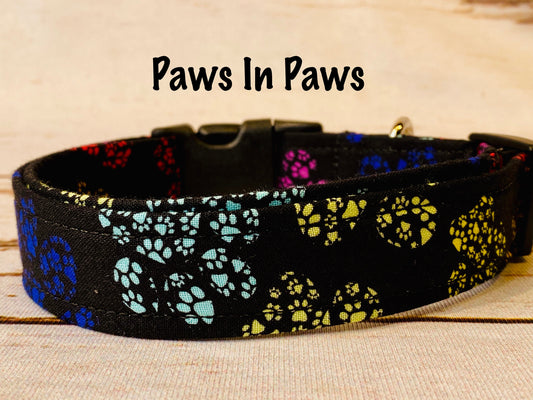 Paw print Dog Collar, girl dog collar, boy dog collar, pet collar, martingale, adjustable collar, buckle dog collar, paw print collar, paws