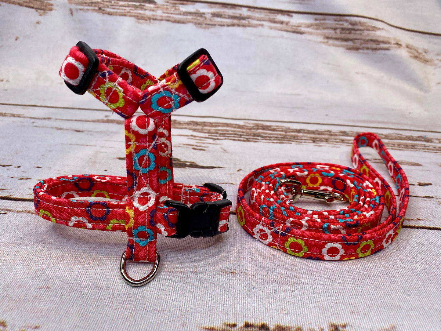 Dog harness, Harness and leash, step in harness, standard harness, dog harness set, dog halter, dog harness girl, daisies, daisy, pink