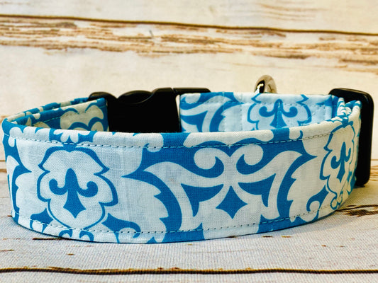 Dog Collar, girl dog collar, designer dog collar, adjustable collar, buckle dog collar, teal dog collar, aqua blue, fabric dog collar, fancy