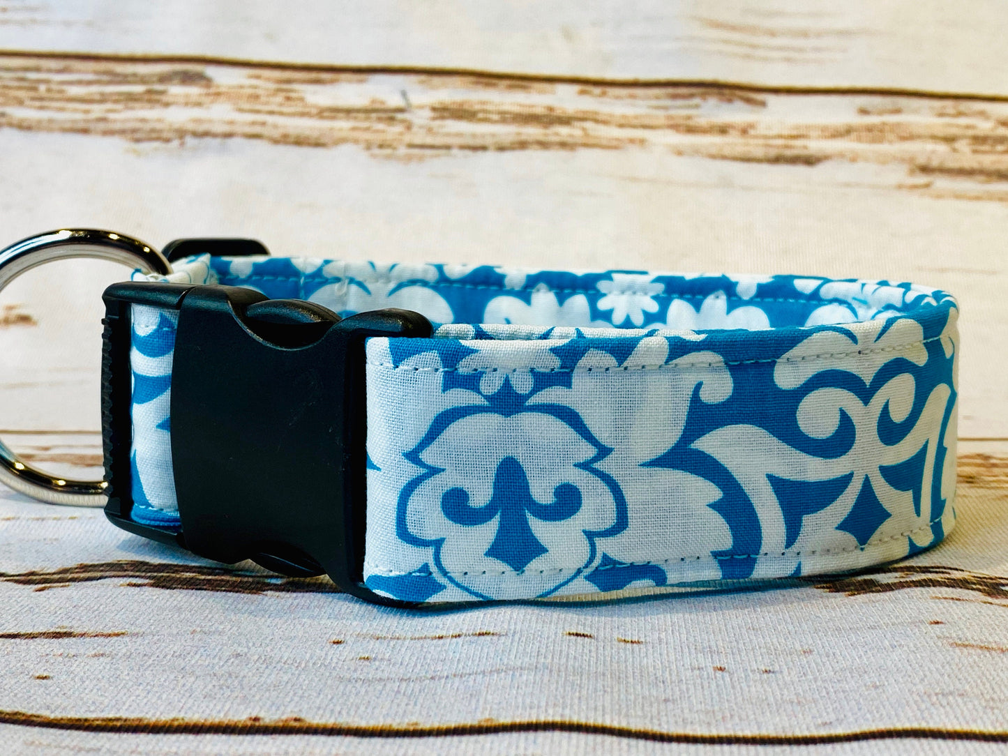 Dog Collar, girl dog collar, designer dog collar, adjustable collar, buckle dog collar, teal dog collar, aqua blue, fabric dog collar, fancy