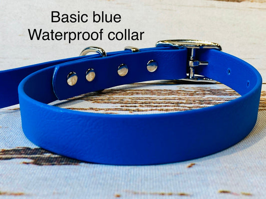 Waterproof dog collar, blue dog collar, dog collar, buckle dog collar, waterproof collar, dog collar boy, basic blue, rose gold hardware