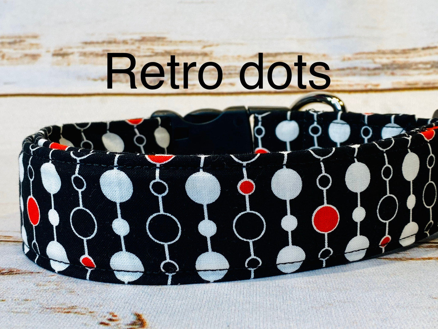 Dog Collar, boy dog collar, girl dog collar, martingale collar, adjustable collar, Buckle dog collar, retro, dots, black collar, adjustable