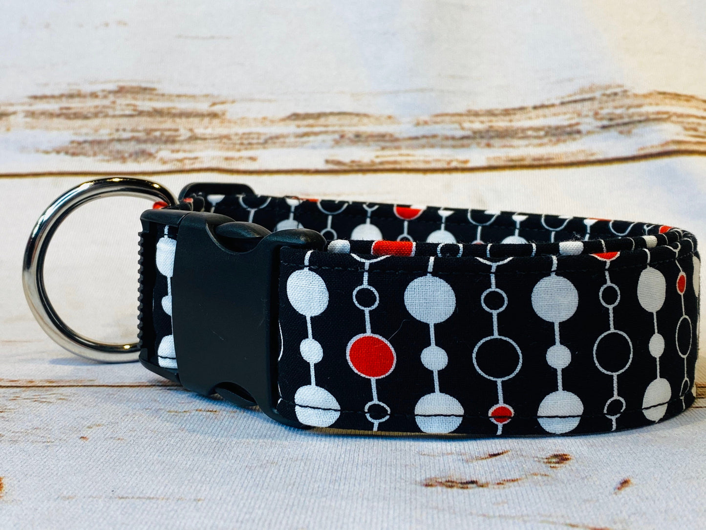 Dog Collar, boy dog collar, girl dog collar, martingale collar, adjustable collar, Buckle dog collar, retro, dots, black collar, adjustable