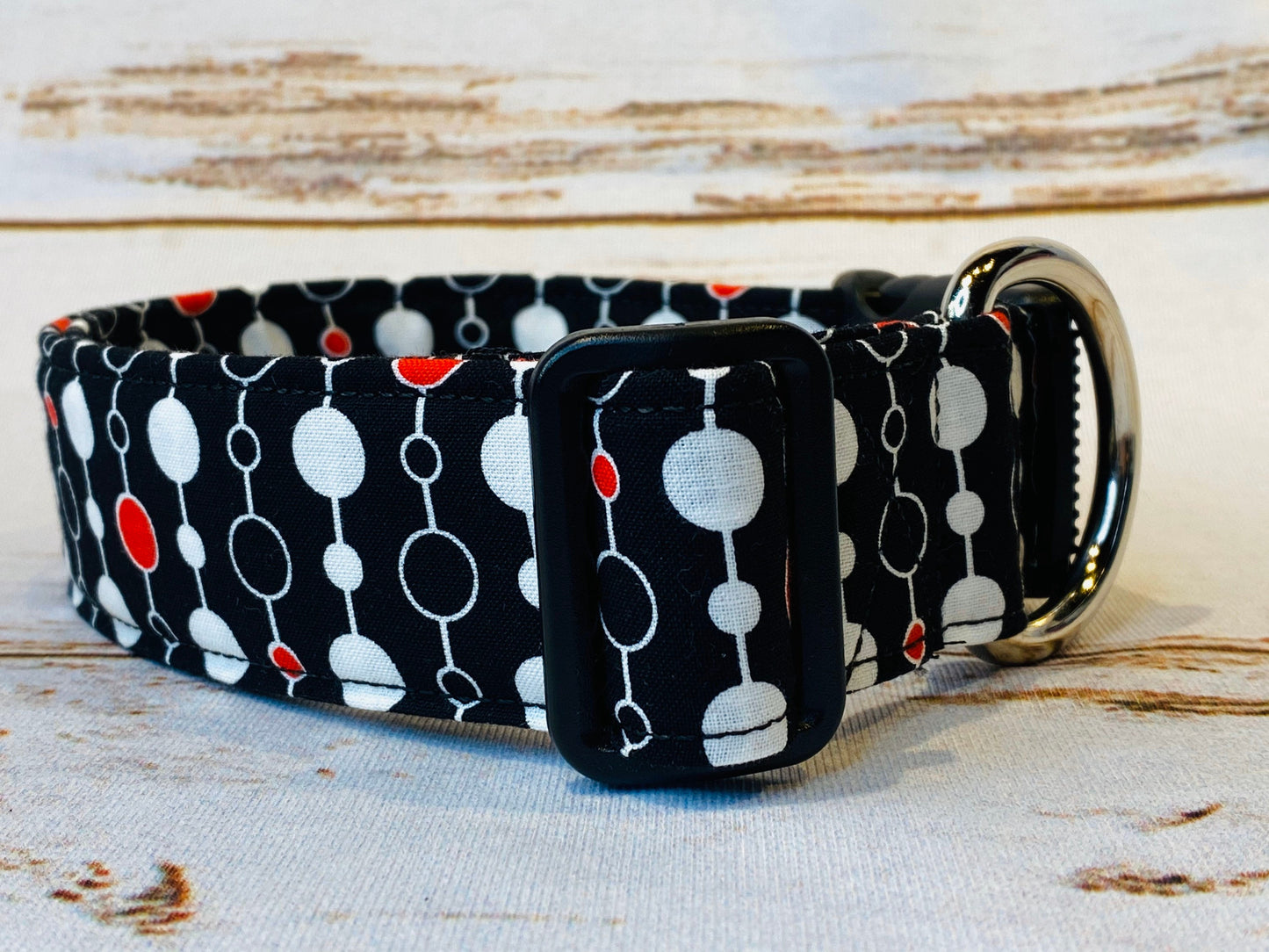 Dog Collar, boy dog collar, girl dog collar, martingale collar, adjustable collar, Buckle dog collar, retro, dots, black collar, adjustable