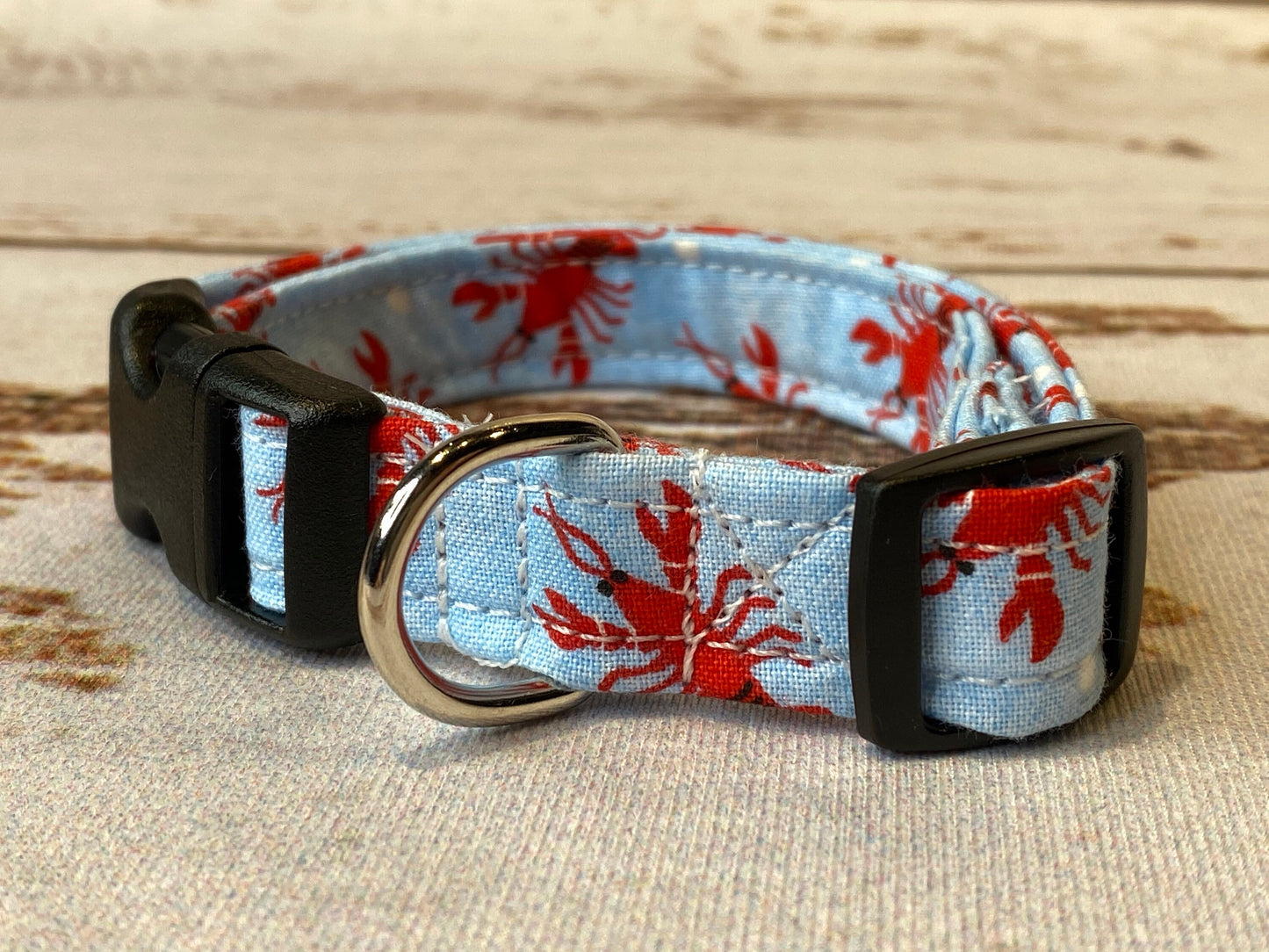 Lobster dog collar, funny dog collar, adjustable collar, washable collar, side release collar, eco friendly, red, blue, lobsters, unisex,