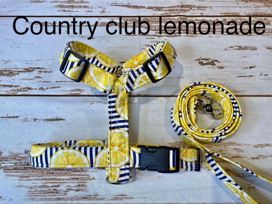 Dog Harness, harness and leash set, step in dog harness, standard dog harness, roman dog harness, striped dog harness, lemon dog harness