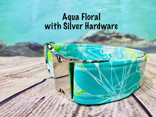 Dog Collar, adjustable collar, floral collar, silver buckle, floral dog collar, silver hardware, dog collar with metal buckle, floral