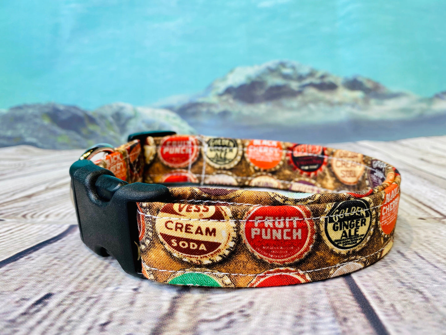 Dog Collar, boy dog collar, martingale collar, adjustable collar, buckle dog collar, bottle cap collar, soda caps, bottle caps, pop bottle