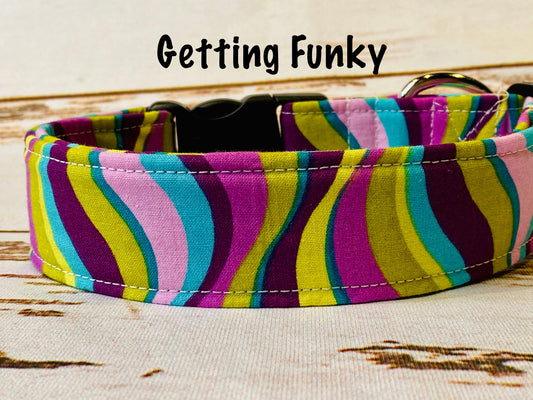 Retro dog collar, girl dog collar, purple, blue, green, adjustable collar, washable collar, side release collar, fabric dog collar, unisex
