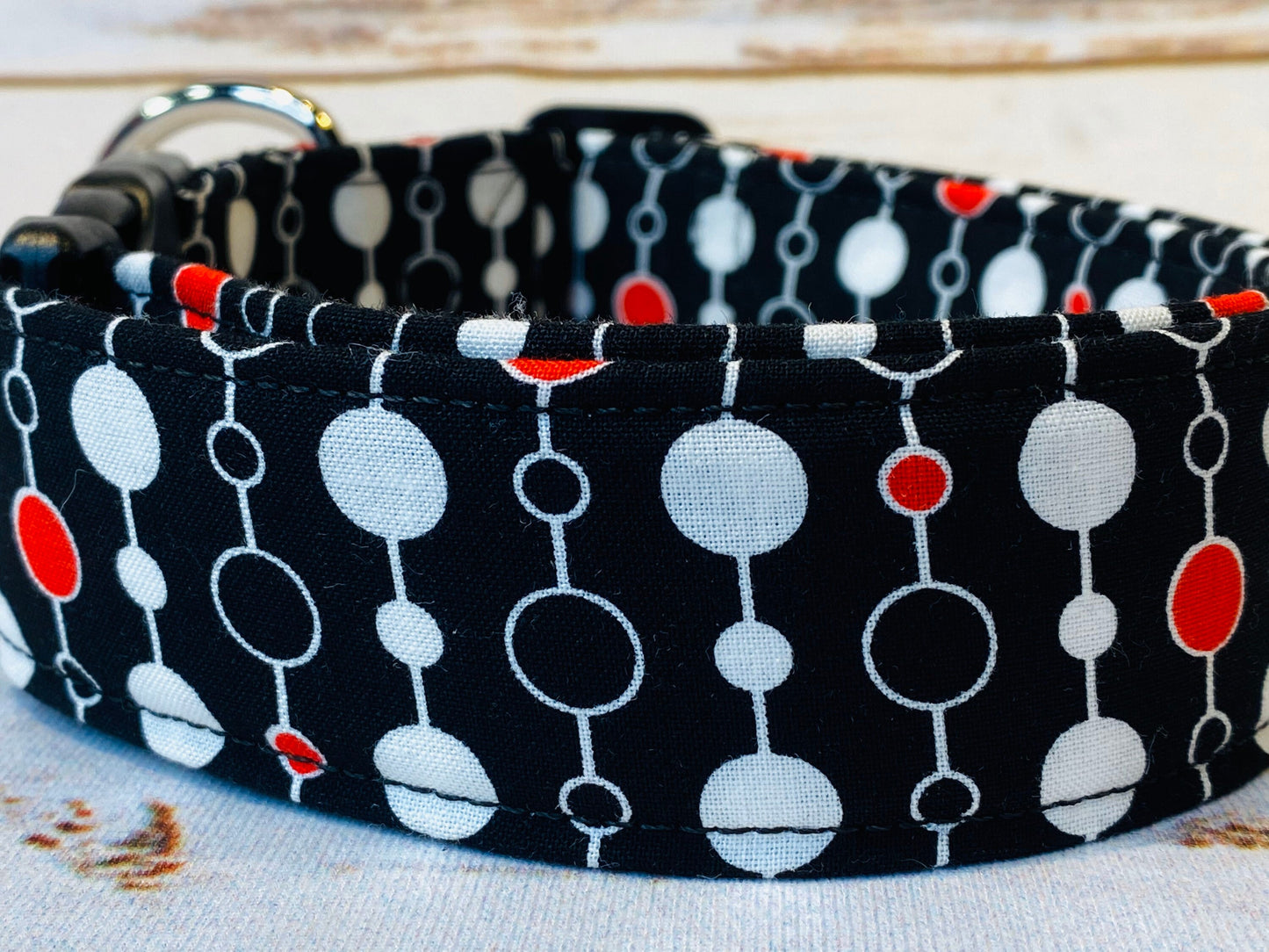 Dog Collar, boy dog collar, girl dog collar, martingale collar, adjustable collar, Buckle dog collar, retro, dots, black collar, adjustable