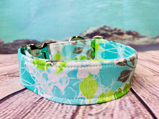 Dog Collar, adjustable collar, floral collar, silver buckle, floral dog collar, silver hardware, dog collar with metal buckle, floral