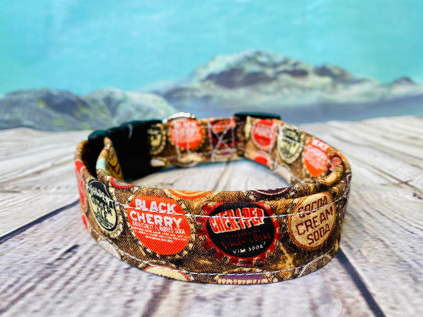 Dog Collar, boy dog collar, martingale collar, adjustable collar, buckle dog collar, bottle cap collar, soda caps, bottle caps, pop bottle