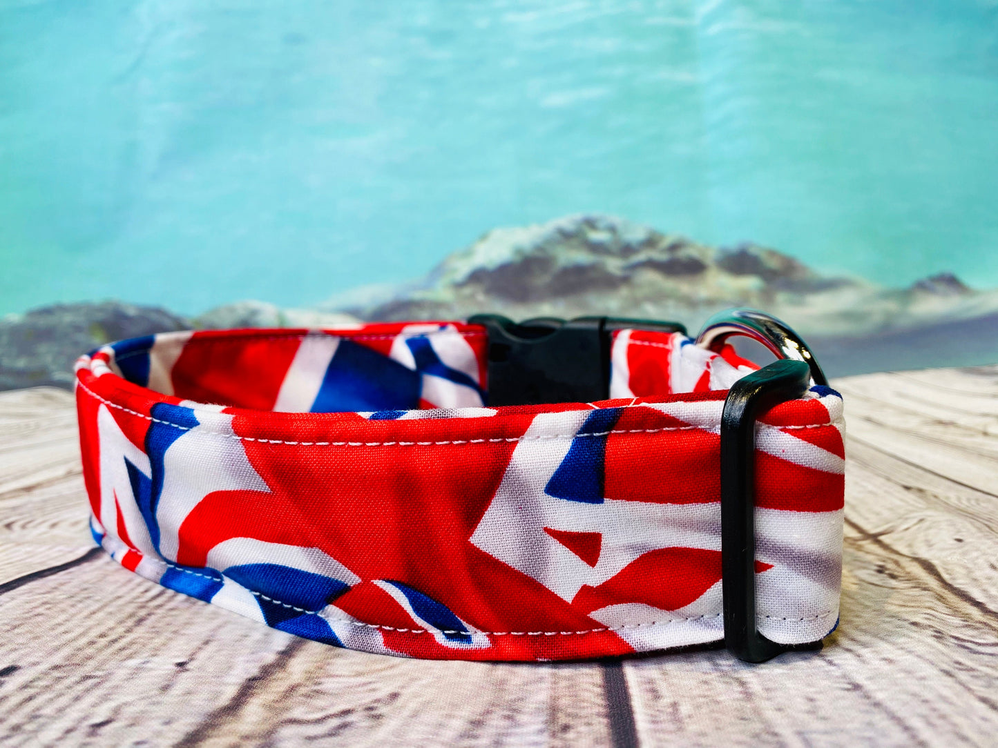 Dog Collar, flag dog collar, British dog collar, adjustable collar, buckle dog collar, British flag print, fabric dog collar, nylon collar