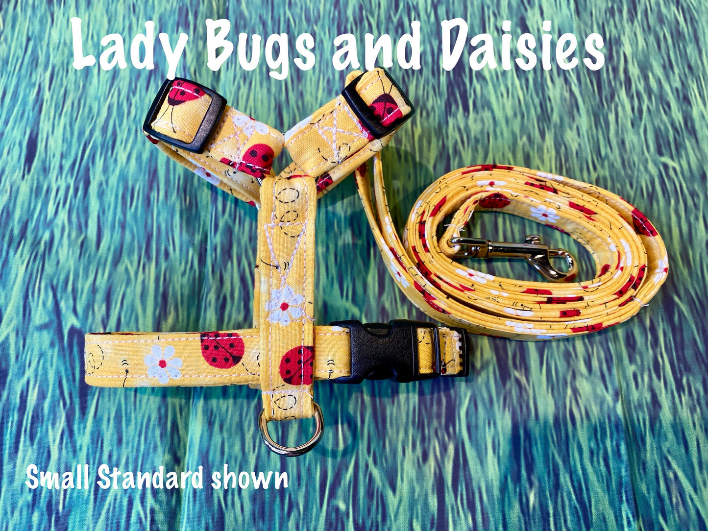 Dog harness, Harness and leash, step in harness, standard harness, dog harness set, adjustable harness, lady bug harness, daisy dog harness