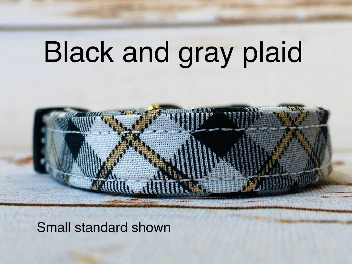 Dog Collar, dog collar girl, dog collar boy, martingale collar, adjustable collar, buckle dog collar, gray and black plaid, plaid dog collar