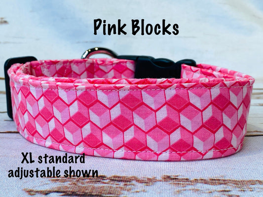 Dog Collar, Pink dog collar, Girl dog collar, fabric dog collar, side release, washable, adjustable collar, nylon collar, buckle dog collar