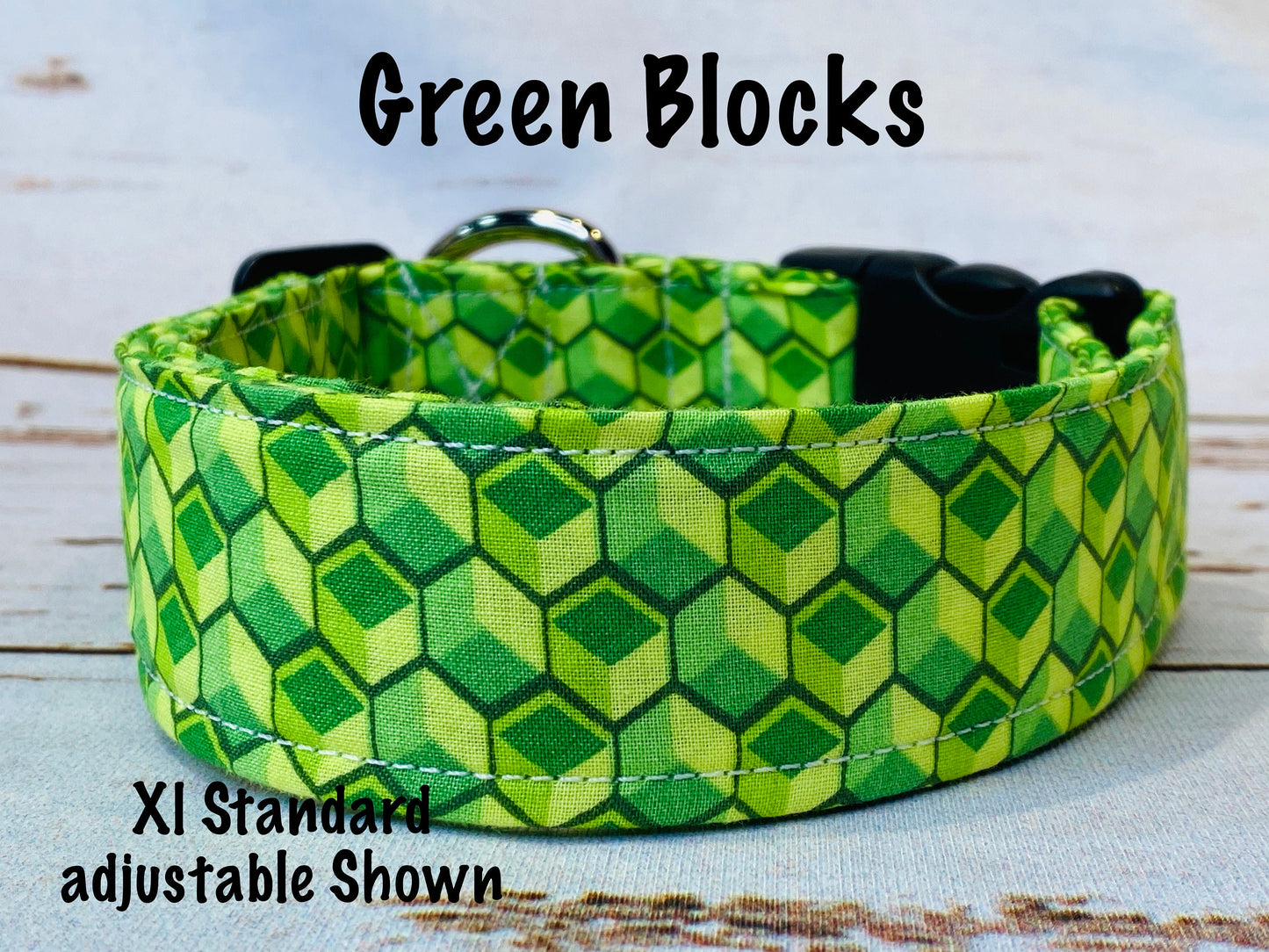 Pixel dog collar, green pixel dog collar, boy dog collar, girl dog collar, cat collar, side release adjustable