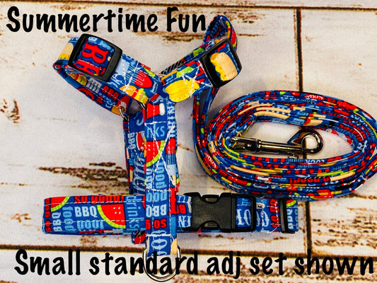 Dog harness, Harness and leash, step in harness, dog harness set, standard harness, roman dog harness, adjustable, blue dog harness, summer