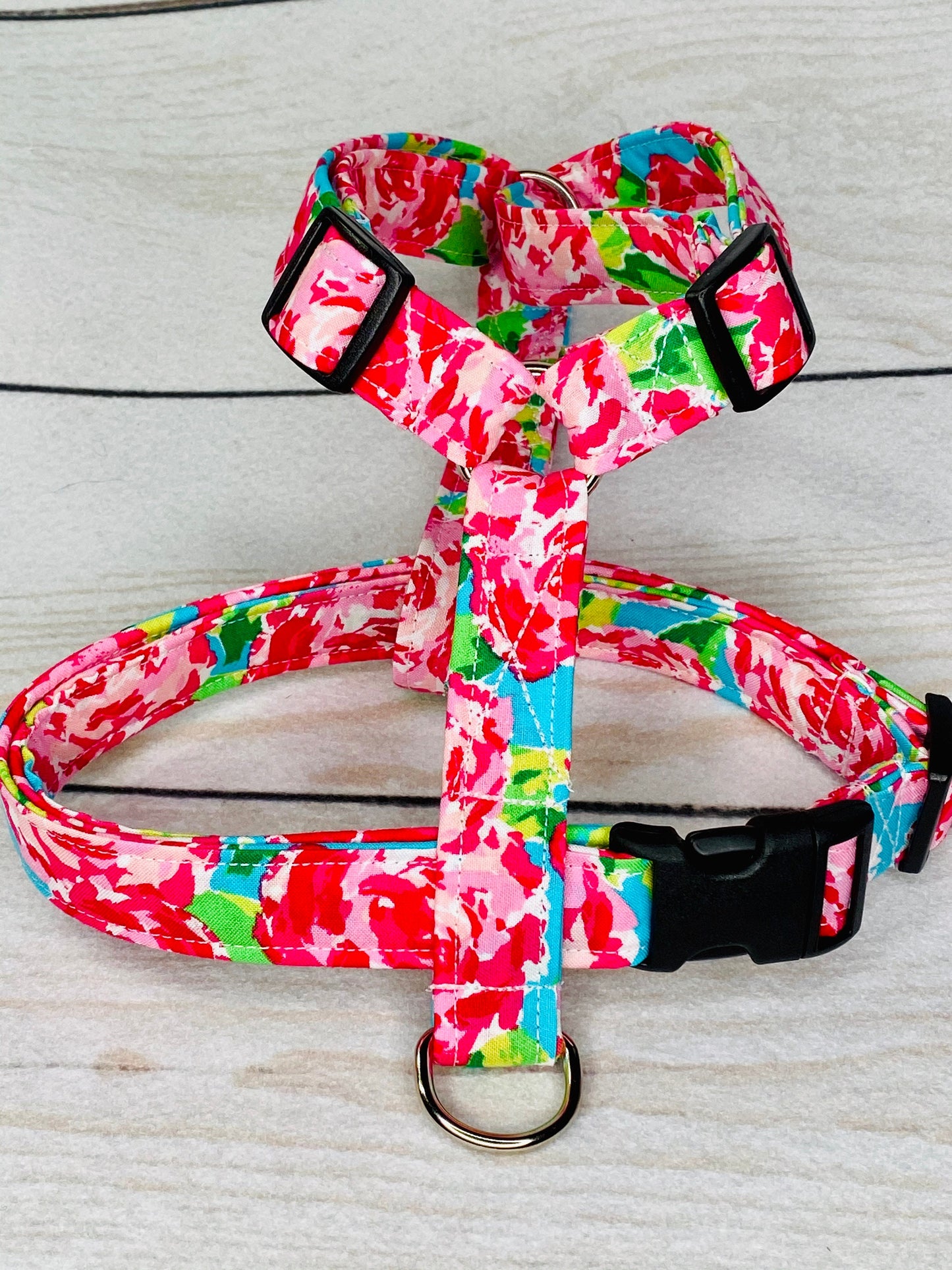 Dog harness, harness and leash, step in harness, standard harness, adjustable harness, dog harness set, watercolor flowers, floral harness