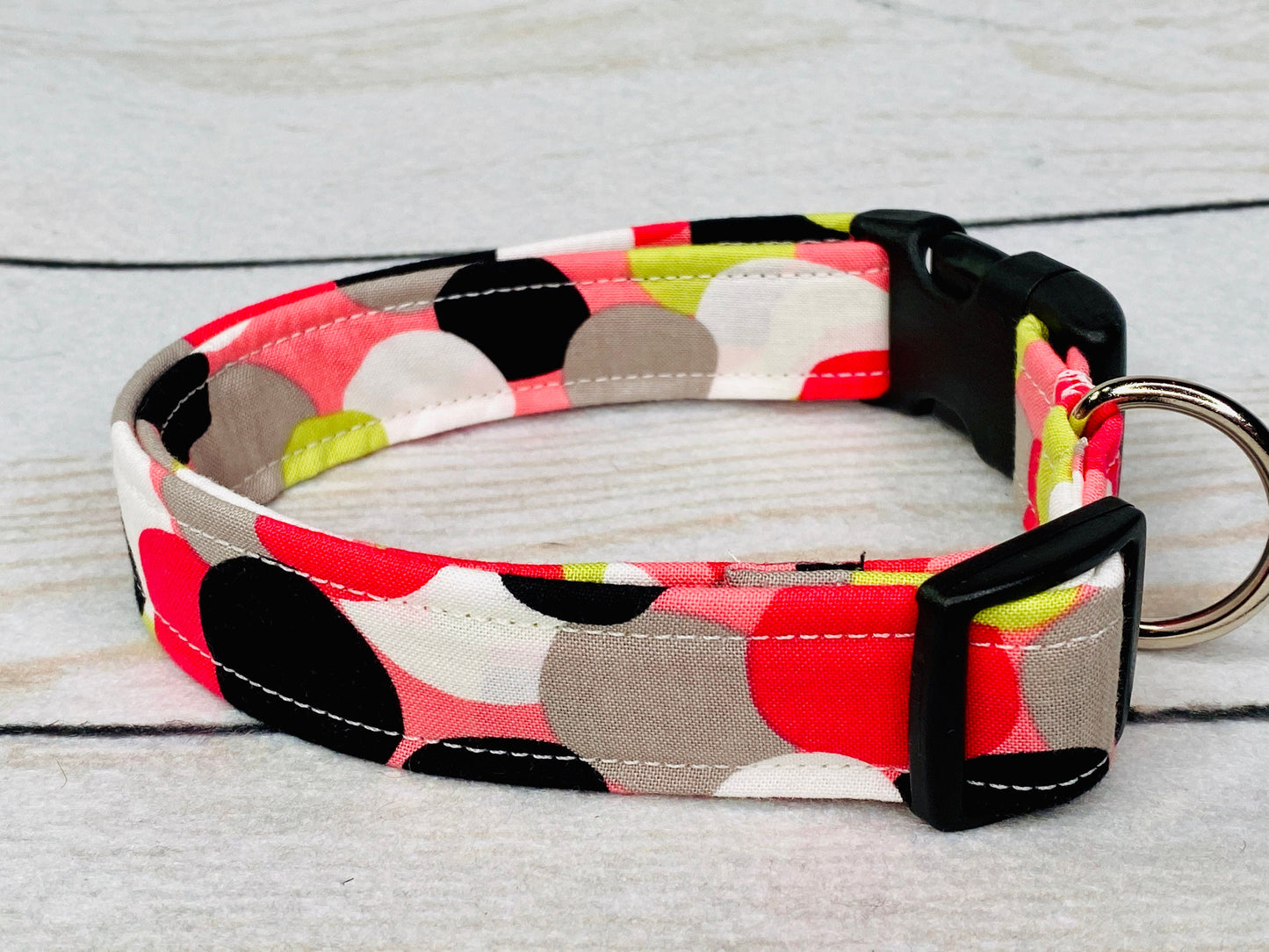 Dog Collar, boy dog collar, girl dog collar, martingale collar, adjustable collar, side release, polka dot, dot dog collar, coral, green