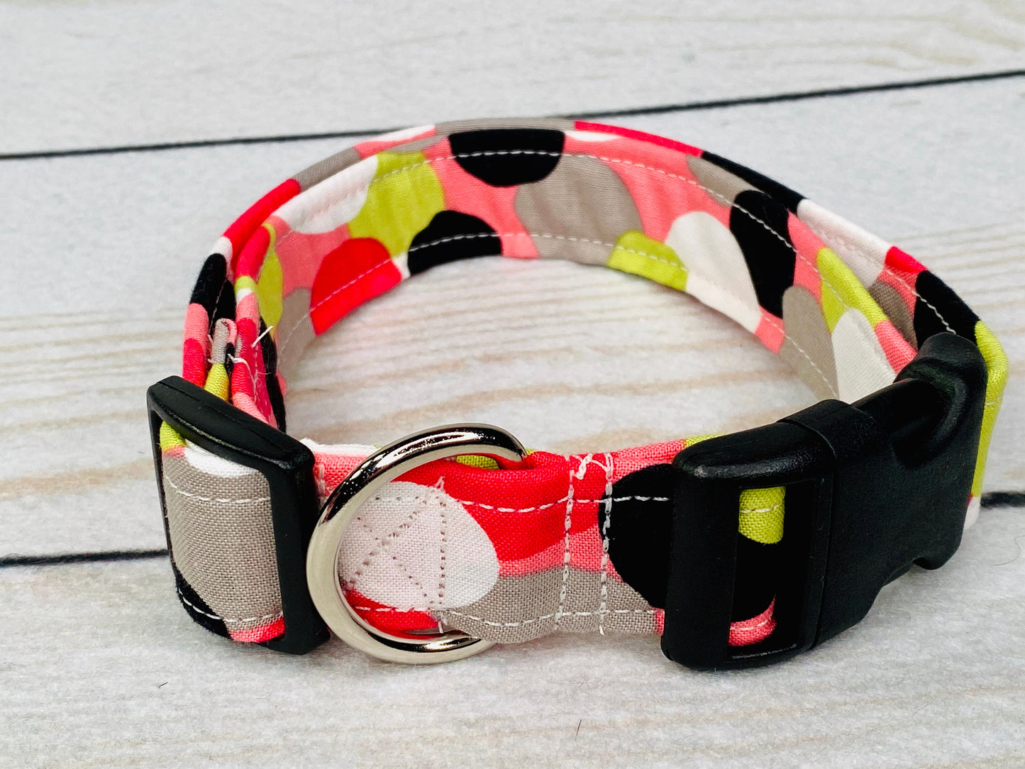 Dog Collar, boy dog collar, girl dog collar, martingale collar, adjustable collar, side release, polka dot, dot dog collar, coral, green