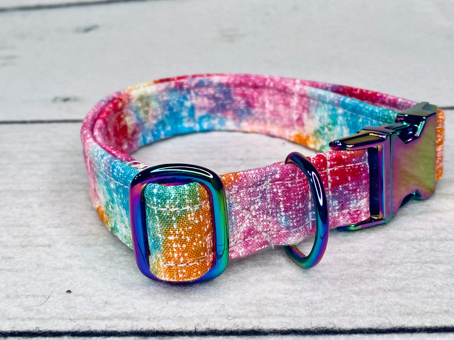 Dog Collar, adjustable dog collar, watercolor dog collar, metal buckle, neo chrome, buckle dog collar, pastel dog collar, neo chrome collar
