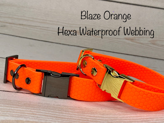 Waterproof dog collar, dog collar, blaze orange dog collar, buckle dog collar, waterproof dog collar, Adjustable pvc Dog Collar, Hexa