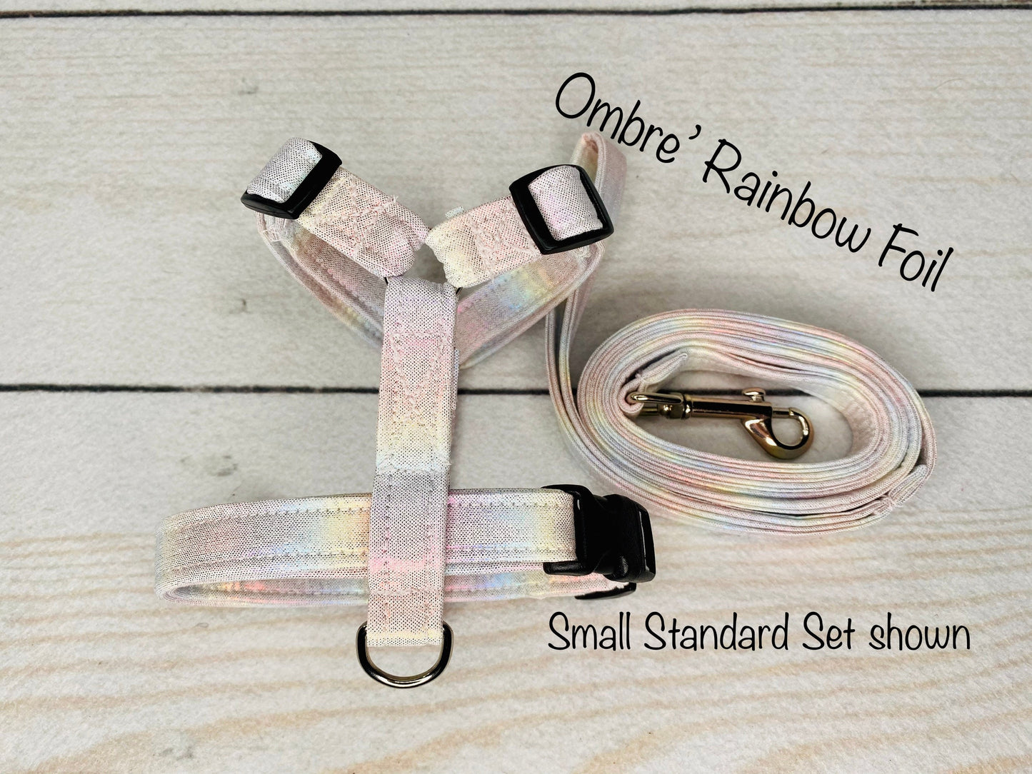 Dog harness, Harness and leash, step in harness, standard harness, adjustable harness, rainbow dog harness, rainbow, ombre dog harness