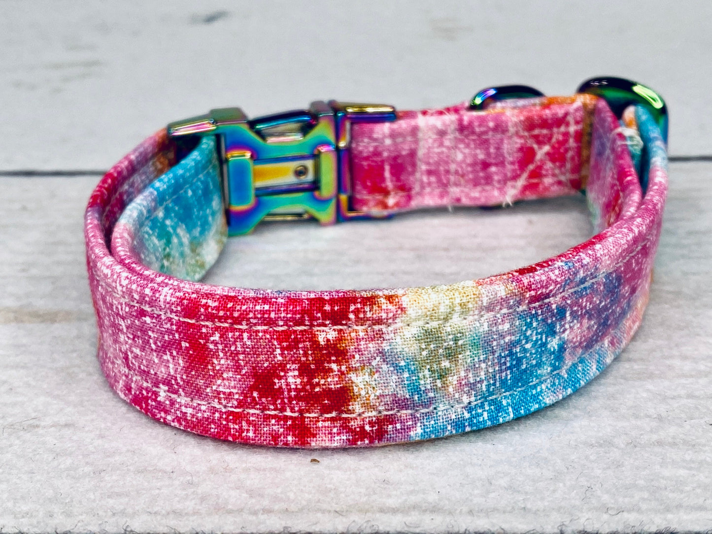Dog Collar, adjustable dog collar, watercolor dog collar, metal buckle, neo chrome, buckle dog collar, pastel dog collar, neo chrome collar