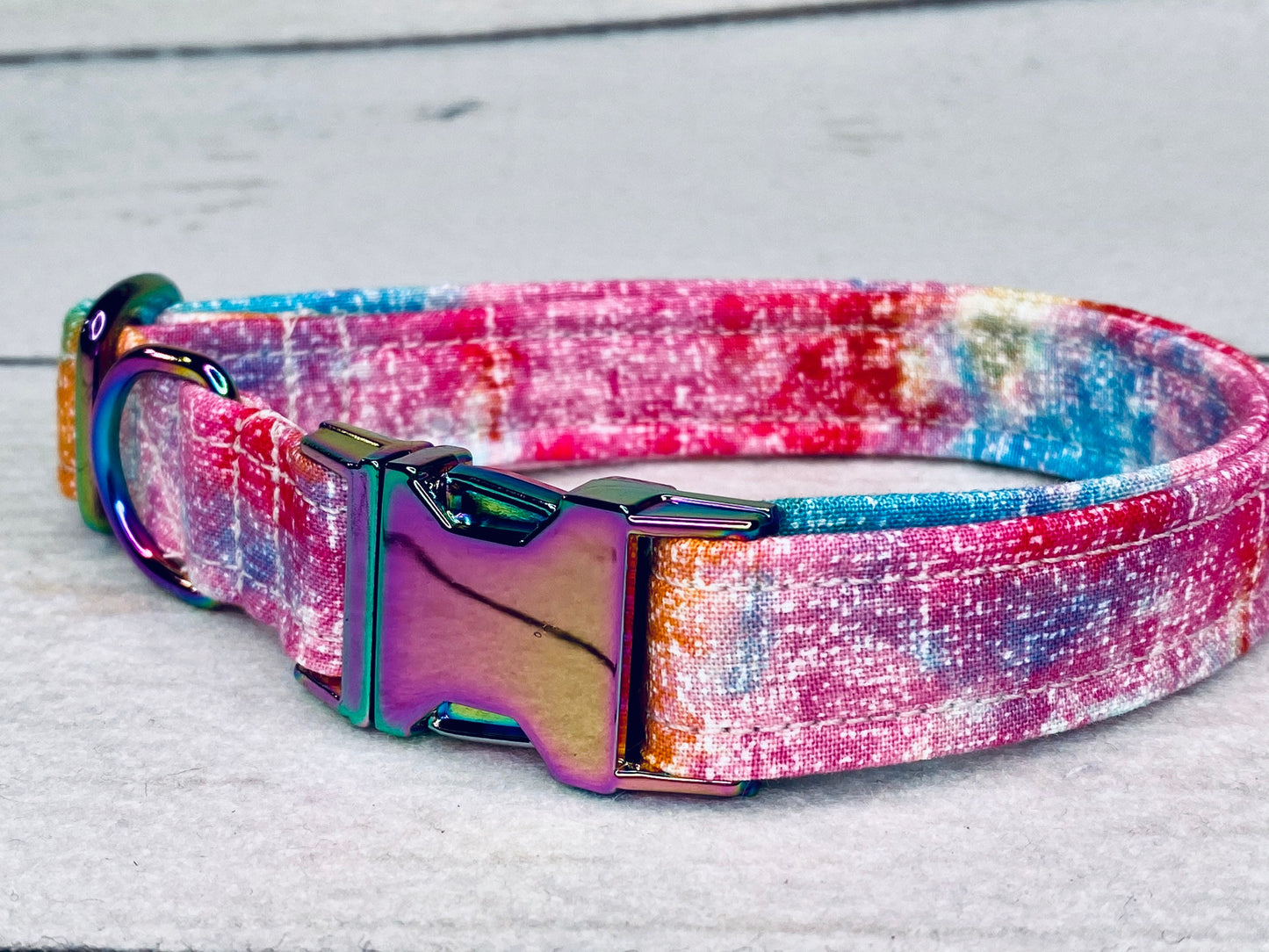Dog Collar, adjustable dog collar, watercolor dog collar, metal buckle, neo chrome, buckle dog collar, pastel dog collar, neo chrome collar