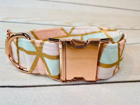 Blush pink dog collar, rose gold dog collar, side release collar, adjustable collar, mint green, washable collar, girl dog collar, rose gold