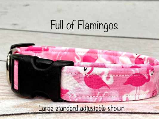 Flamingo dog collar, pink flamingos, adjustable collar, side release collar, funny dog collar, washable collar, eco friendly, pink, flamingo