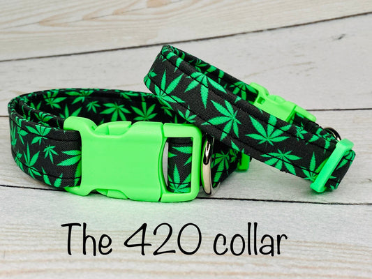 Dog Collar, 420 dog collar, funny dog collar, pot collar, adjustable collar, Mary Jane, weed dog collar, marijuana dog collar, 420, green